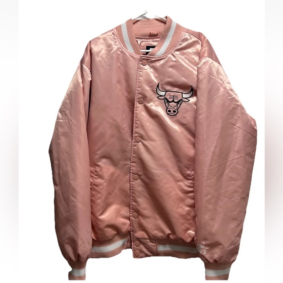 STARTER Other - Starter Chicago Bulls Jacket Pink Satin NBA Bomber